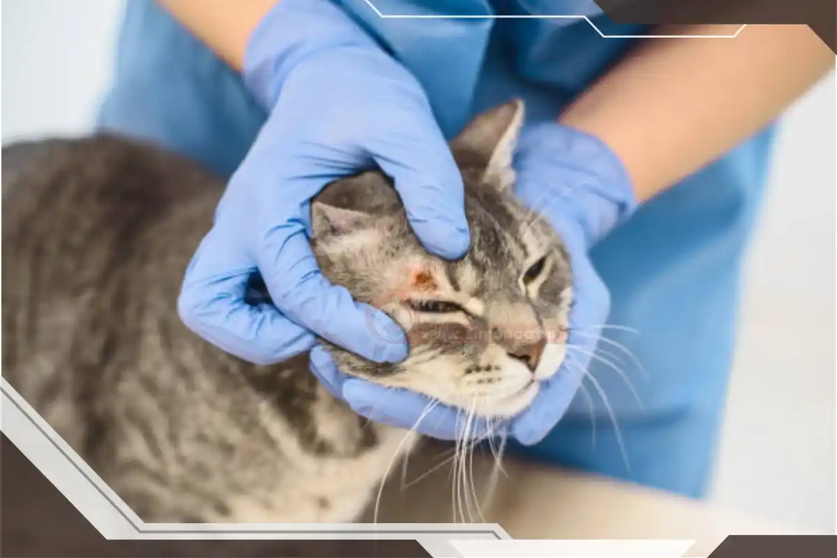 معاینه زخم سر گربه