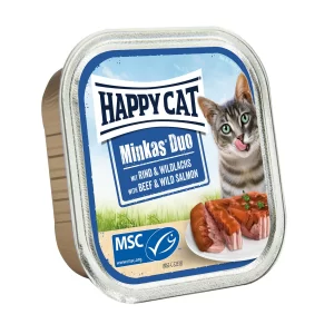 غذا تر گربه ووم Happy cat با مدل گوشت و ماهی سالمون