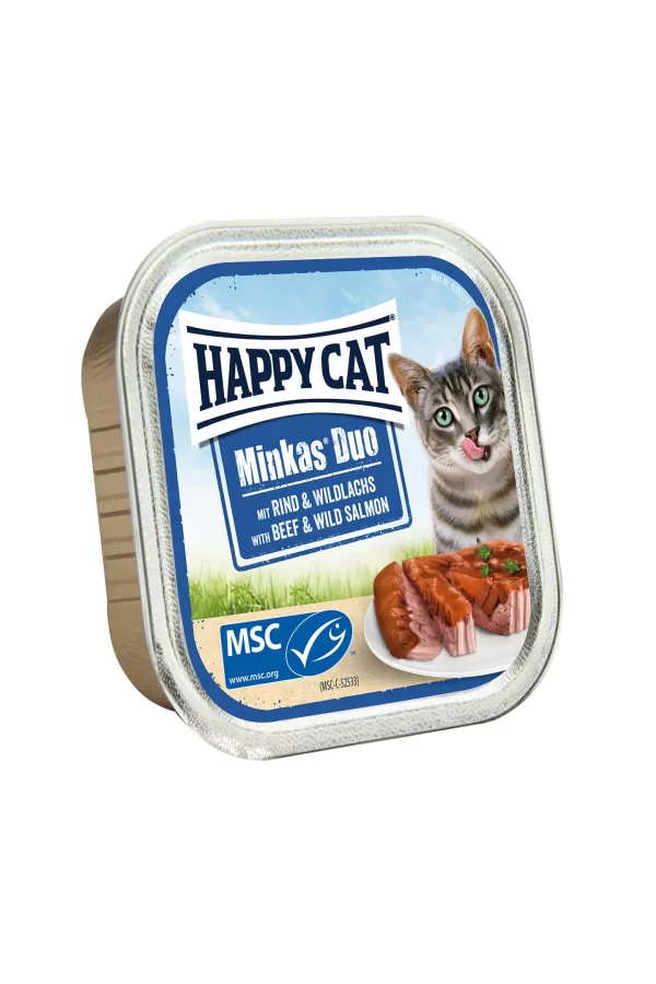 غذا تر گربه ووم Happy cat با مدل گوشت و ماهی سالمون