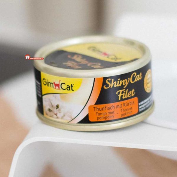 تصویر کنسرو غذا گربه Gim Cat ماهی با کدو حلوایی