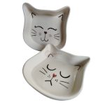 خرید ظرف آب و غذای سرامیکی طرح گربه