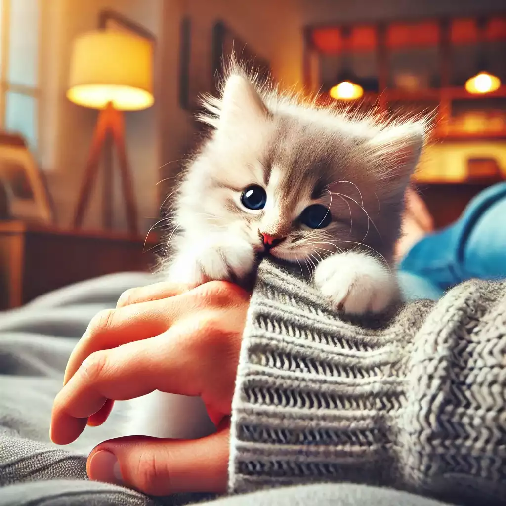 بازی و گاز گرفتن گربه