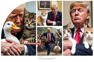 داستان عکس ترامپ با گربه و اردک