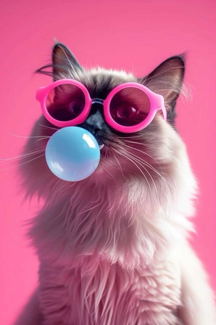 عکس گربه فانتزی صورتی