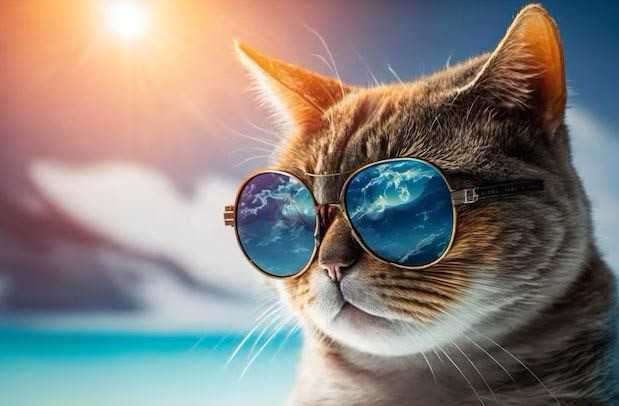 گربه با عینک آفتابی