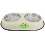 عکس ظرف آب و غذا حیوانات خانگی استیل 2 قلو