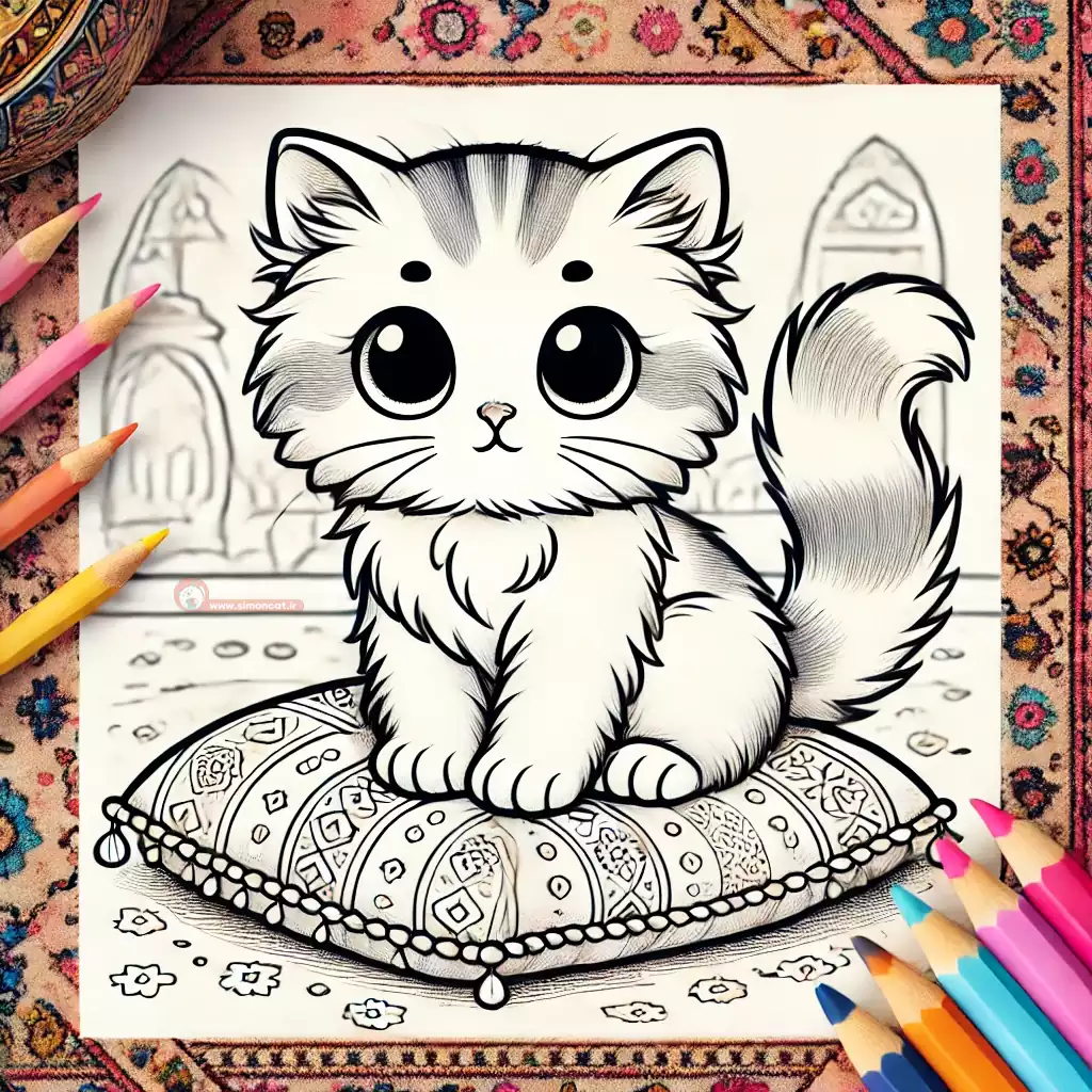 رنگ آمیزی نقاشی گربه ای
