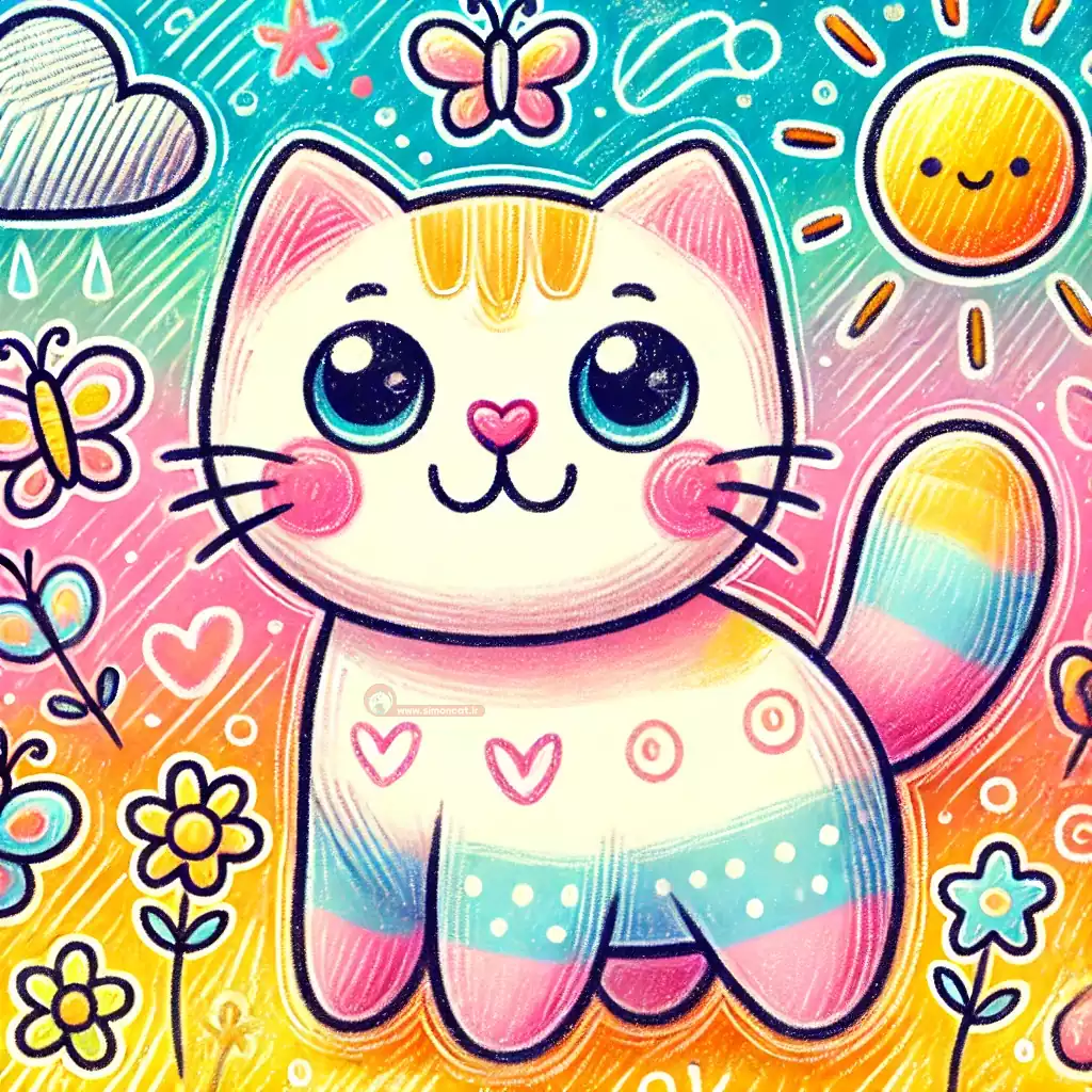 عکس نقاشی گربه بامزه