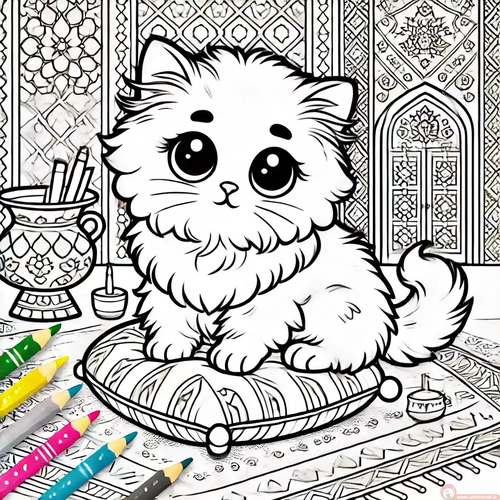 عکس گربه گوگولی برای رنگ آمیزی