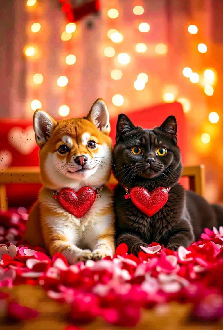 عکس ولنتاین سگ و گربه