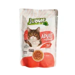 پوچ جانگل گربه بالغ طعم گوشت گوساله در سس