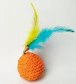 اسباب بازی گربه توپ کنفی پر دار رنگ نارنجی