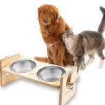 ظرف آب و غذا دو قلو سگ و گربه نیناپت چوبی قابل شستشو
