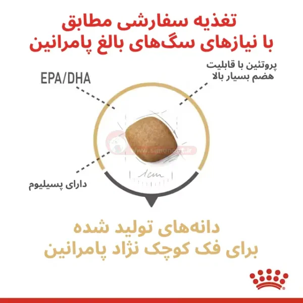 غذای خشک سگ پامرانین رویال کنین مدل Pomeranian Adult