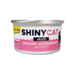 کنسرو گربه جیم کت طعم مرغ و میگو در ژله شاینی کت