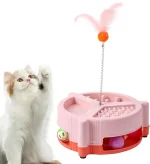 اسباب بازی تعاملی گربه ارام خور همراه با توپ و فنر