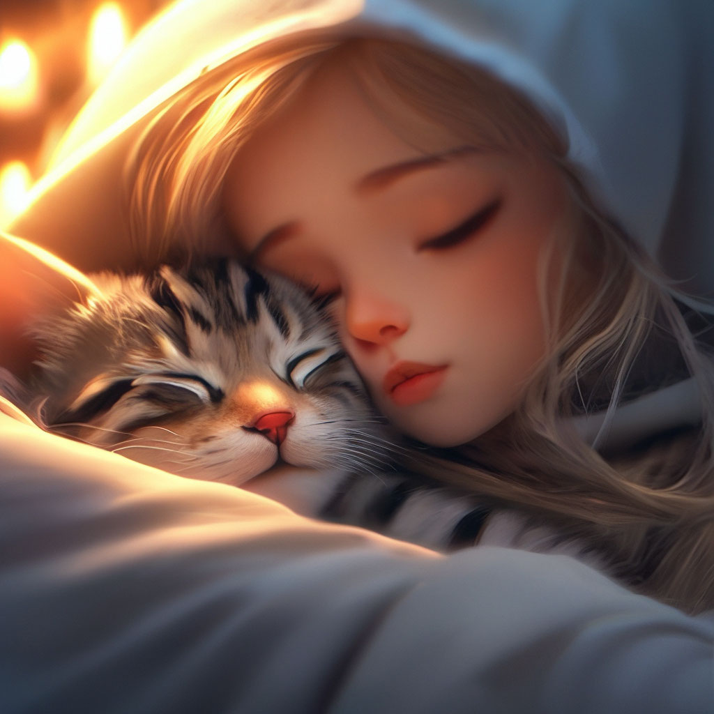 عکس پروفایل گربه و دختر