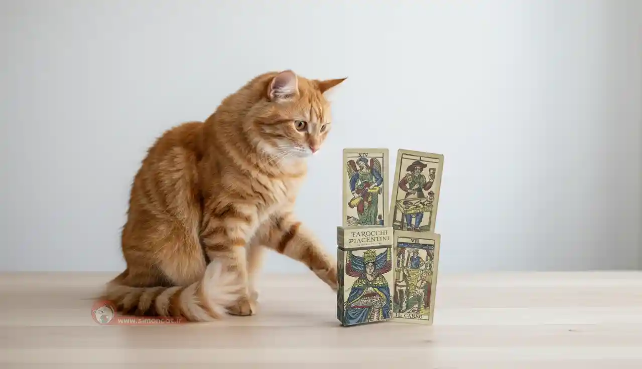 گربه و بسته بندی کارت تاروت