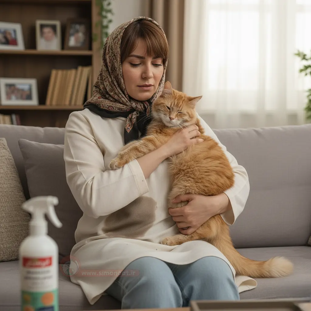 از بین بردن بوی ادرار گربه از روی لباس