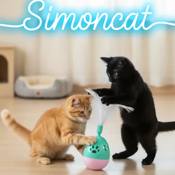 دو گربه در حال بازی با توپ تعادلی