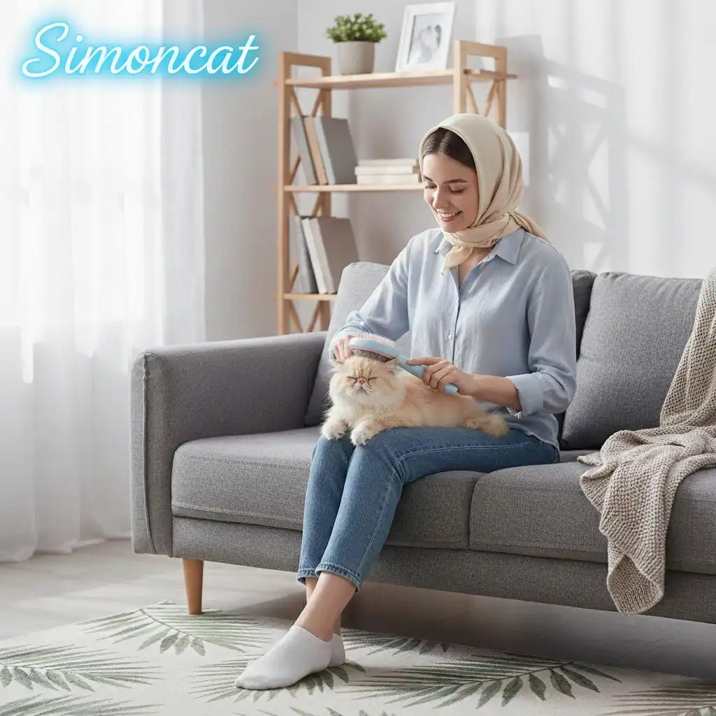 برس گربه با دکمه تخلیه