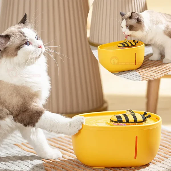 عکس گربه در حال خوردن اب ودر ابخوری اتومات