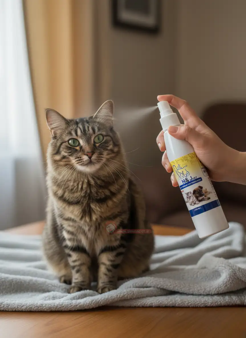 مشخصات اسپری آرام کننده سگ و گربه اچ اند جی پت مدل calm