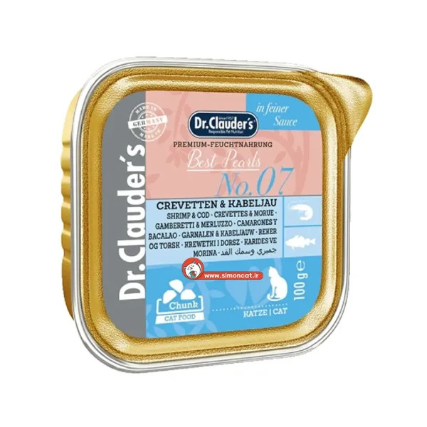 ووم گربه بالغ دکتر کلادرز طعم ماهی کاد و میگو